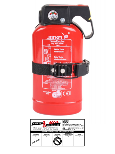 Jockel PSF1JM8 KH  Feuerlöscher Mini 1kg ABC KFZ Auto BMW Pulverfeuerlöscher 2LE